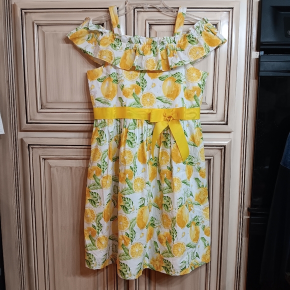 Bonnie‎ Jean Lemons Dress - Size 16 - Yellow White - Picture 1 of 3